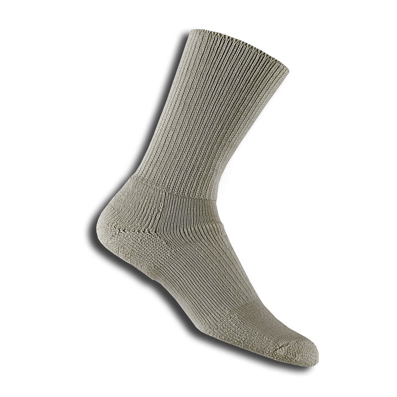 thorlos mens Wx Max Cushion Walking Crew Socks, Dark Khaki, Large US
